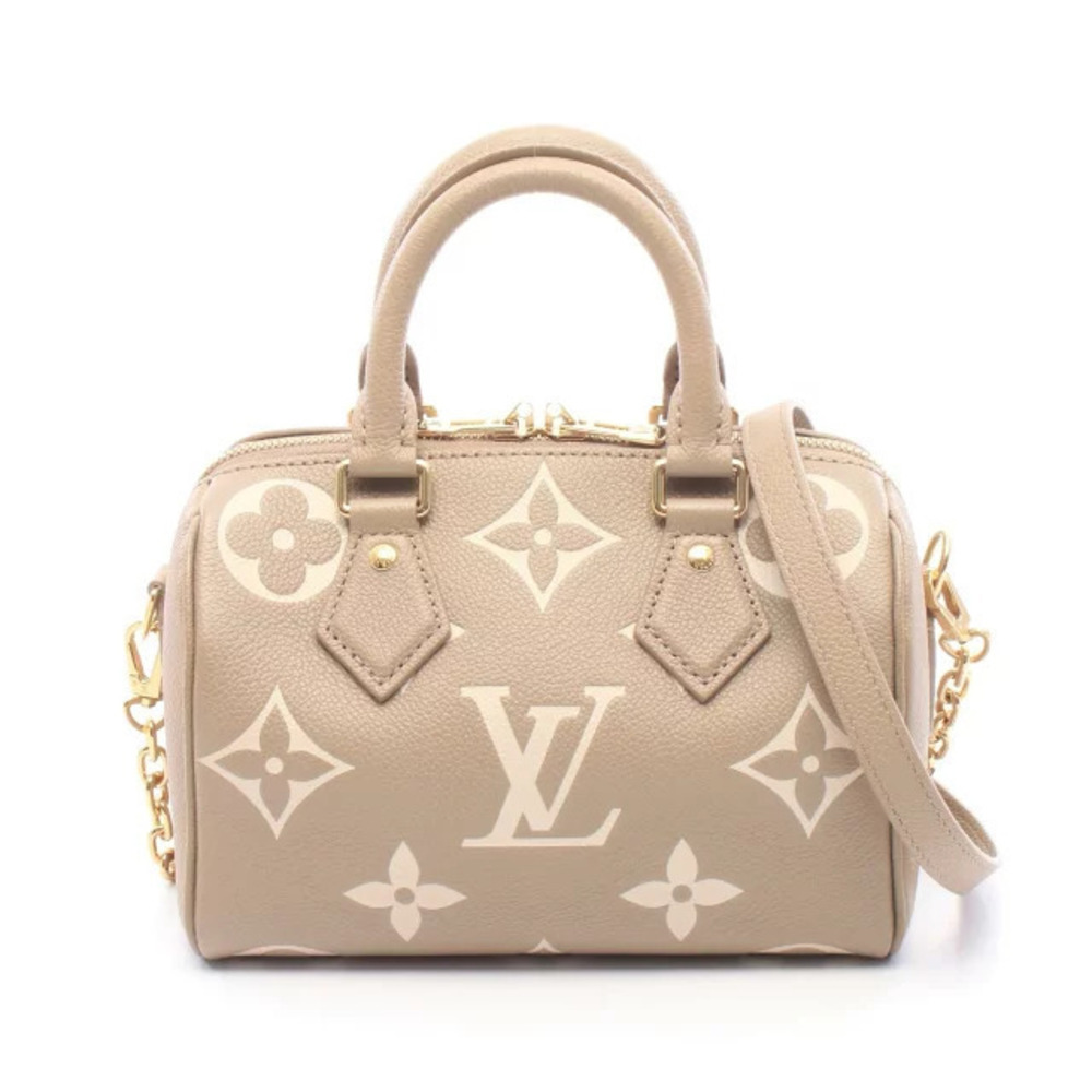 Louis Vuitton Speedy Bandouliere Monogram Leather 2Way Shoulder Bag Beige Tan